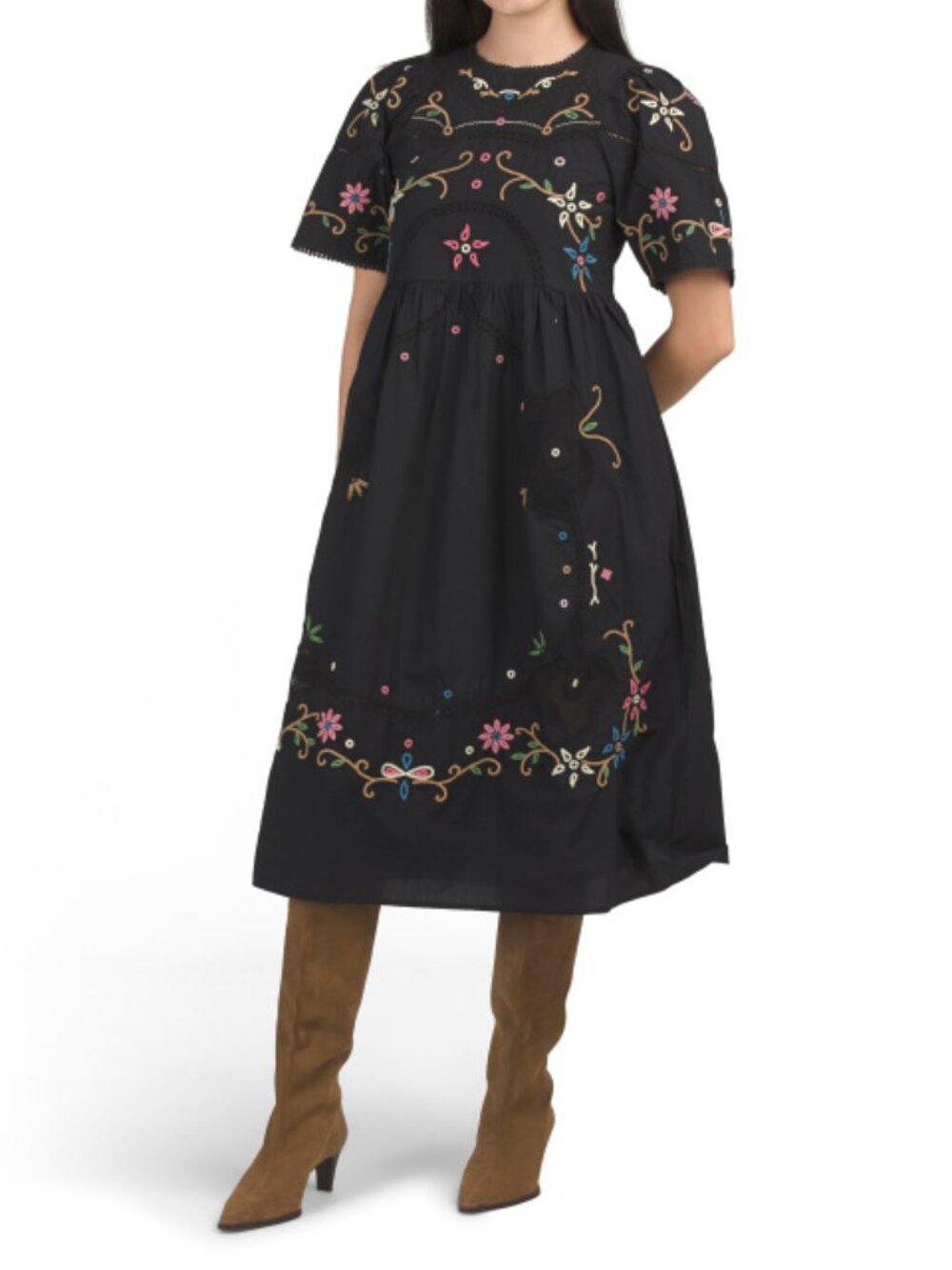 DRA Embroidered Palm Dress